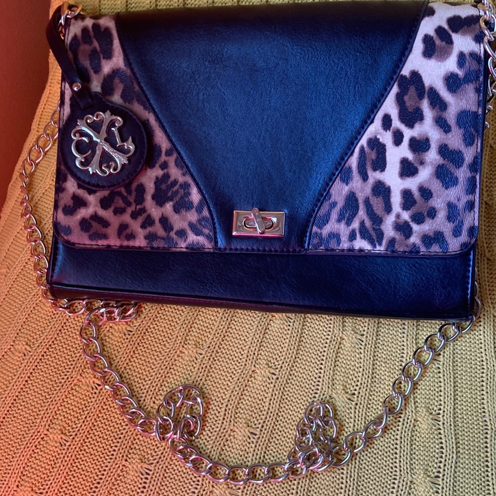 Cristian Lacroix leopard n black crossbody bag